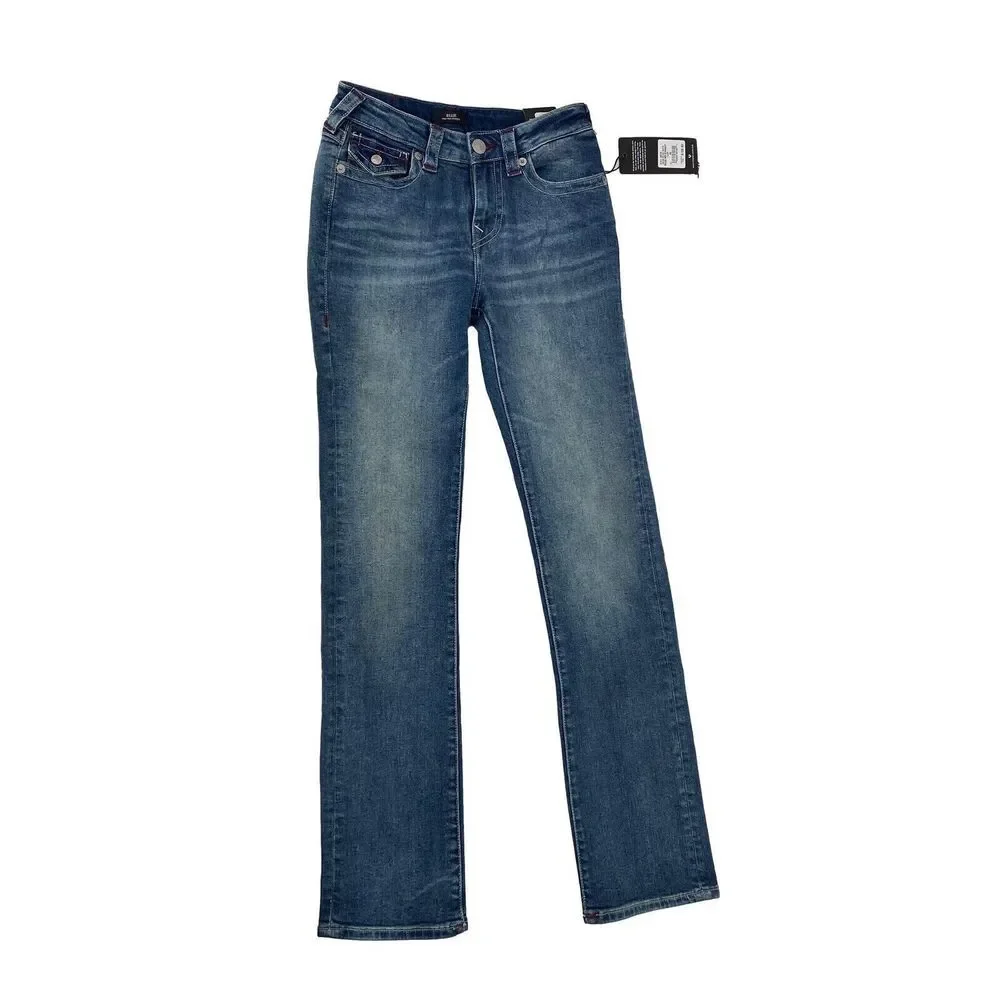 True Religion NWT Scenic Route Billie Mid-Rise Straight-Leg womens jeans Size 26